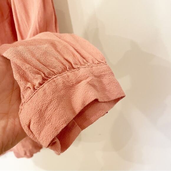 Madewell Neutral Peach Long Sleeve Lace Up Peasant Top Size S - Picture 5 of 6